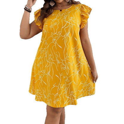 Artificial Flower Flowy Dress Plus Size Womens Clothing