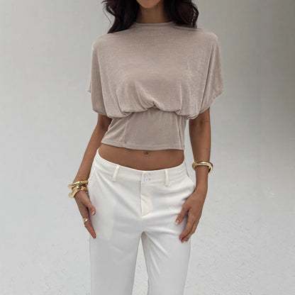 Loose Fitting Waist Cinched Batwing Sleeve Flattering Womens Clothing
