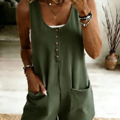 Casual Button-Front Pockets Jumpsuit Womens Clothing