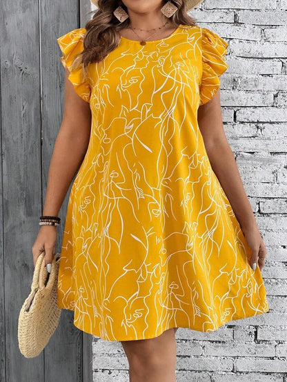 Artificial Flower Flowy Dress Plus Size Womens Clothing