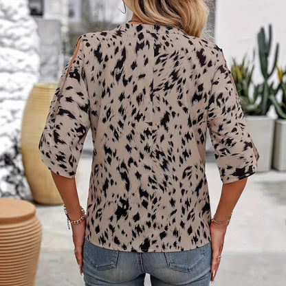 New Plus-Size Womens Clothing V-Neck Printed T-Shirt